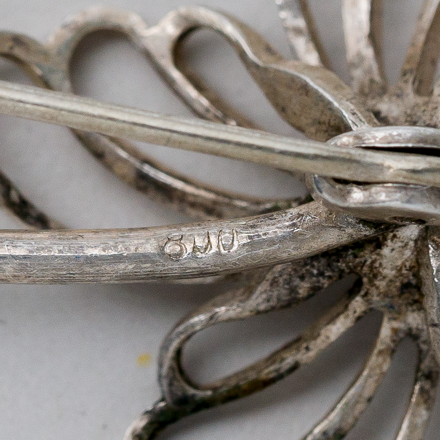 Brosche Blume 800er Silber 4,6 g 6 cm3