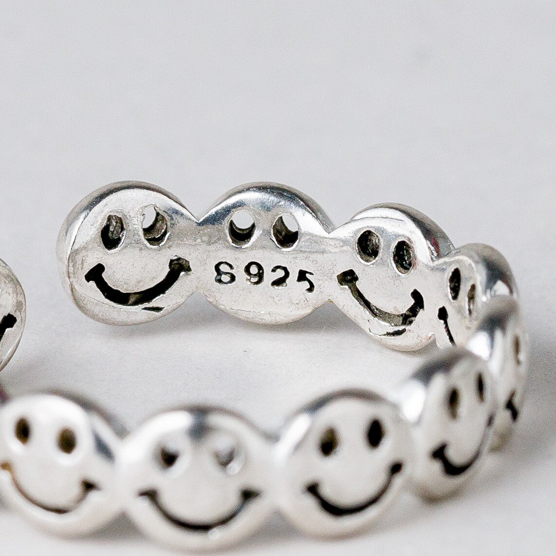 Silber Ring 925 Smileys Größe flexibel ca. 57 2,52 g6