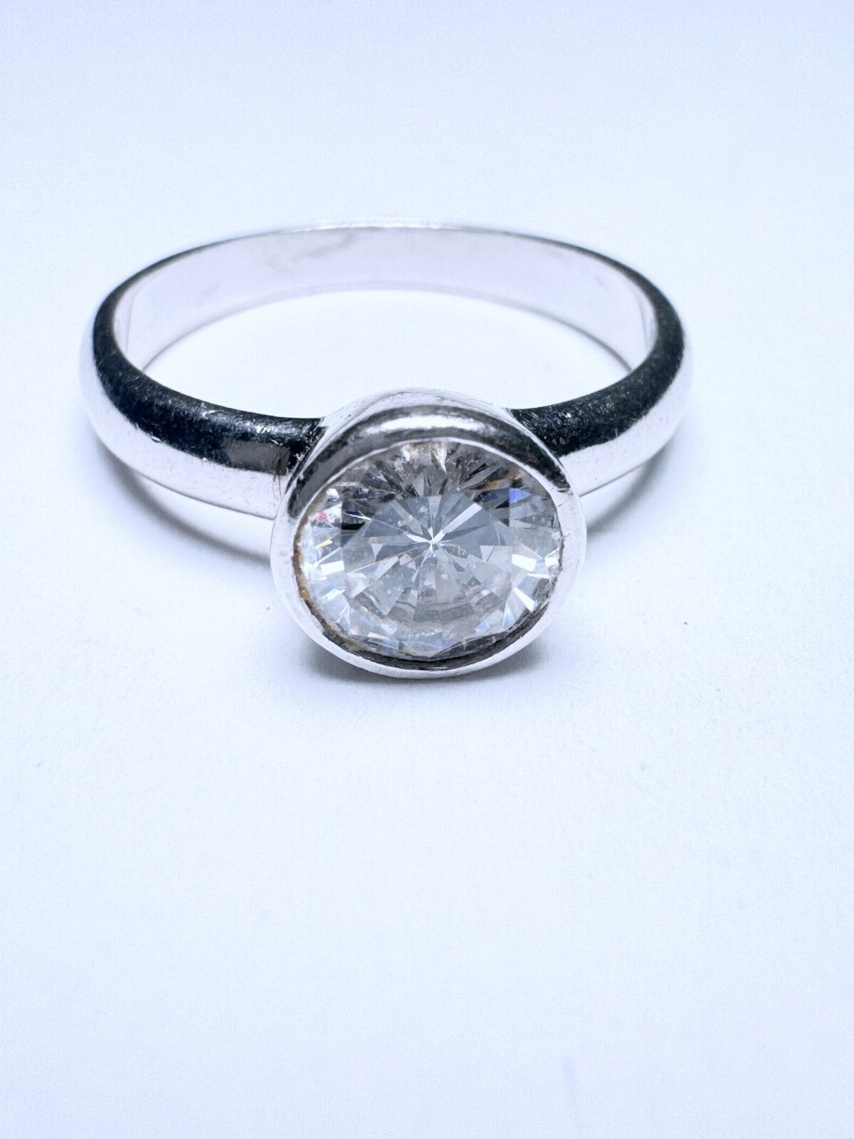 Ring 925er Silber Größe 58 Großer weißer Stein 3,48g4