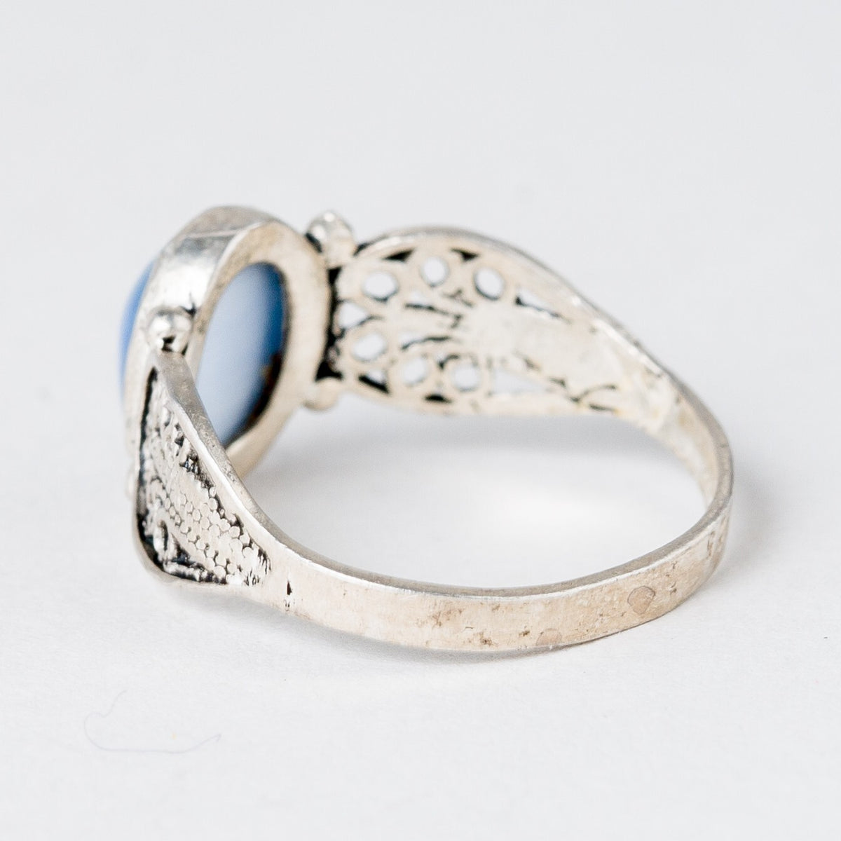 Silber Ring 925 Blauer Stein Größe 49 (15,6 mm Ø) 1,28 g5