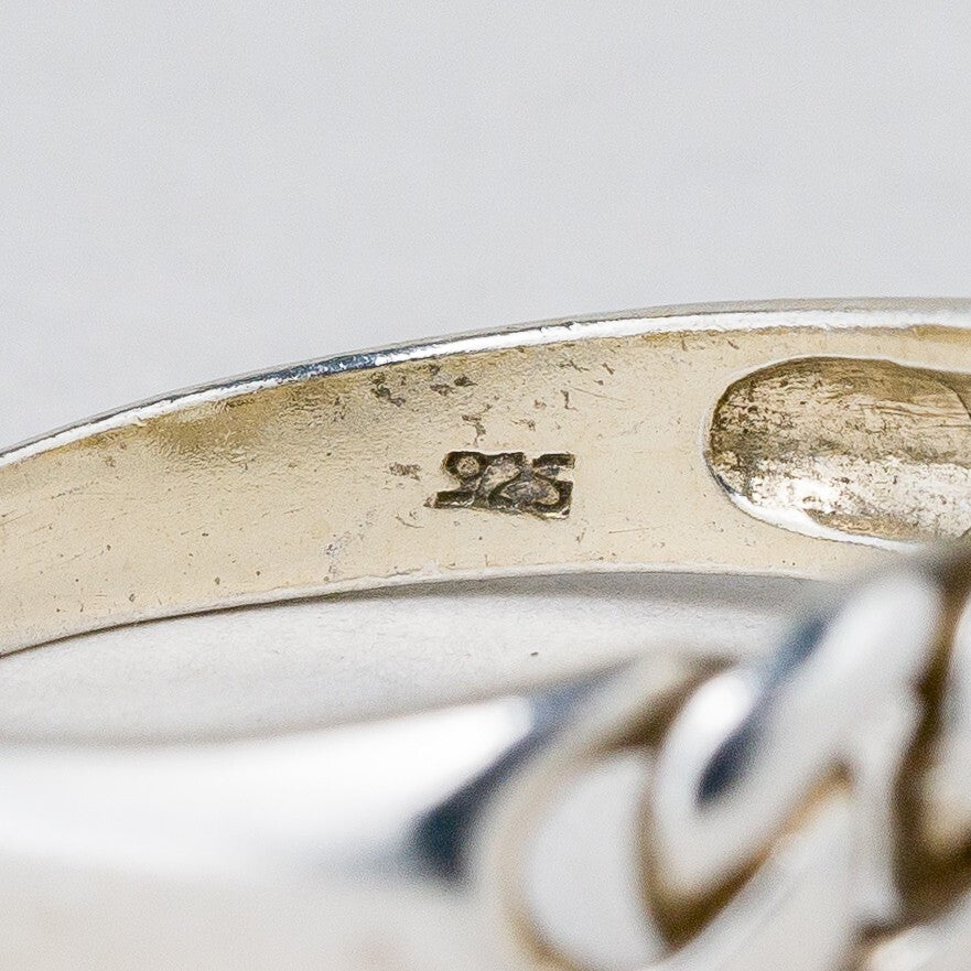 Silber Ring 925 Weißer Stein Größe 59 (18,8 mm Ø) 3,46 g7