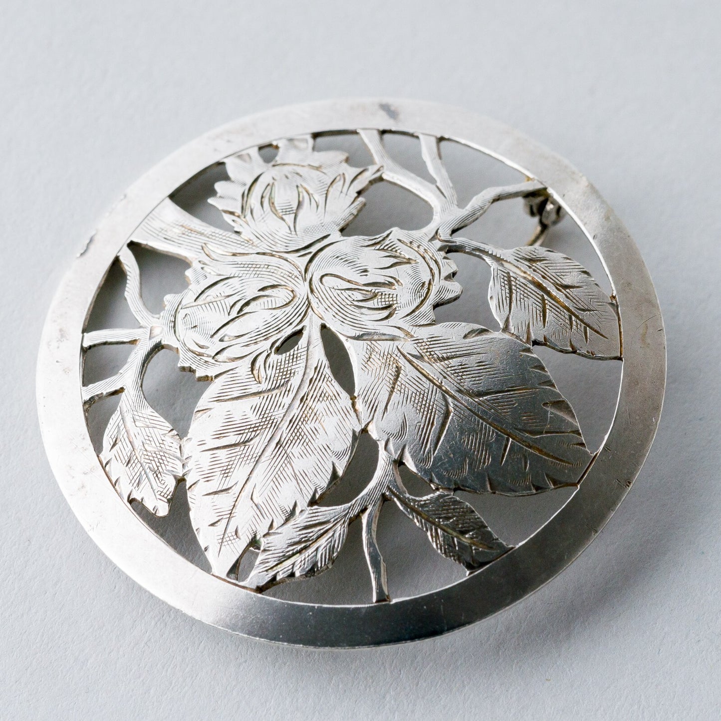 Silber Brosche Spange 900 Floral 7,14 g7