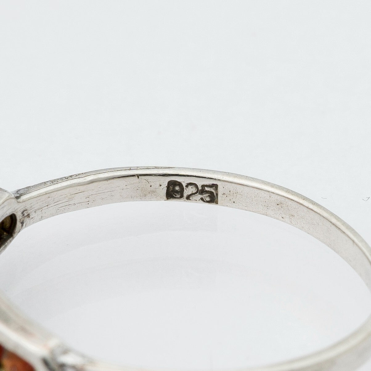 Silberring Orange Steine 925er Silber 1,3 g Größe 57 (18,1 mm Ø)3