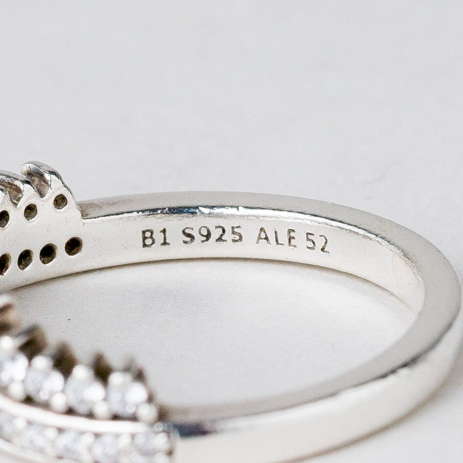 Silber Ring 925 Weiße Steine Größe 51 (16,2 mm Ø) 2,79 g7