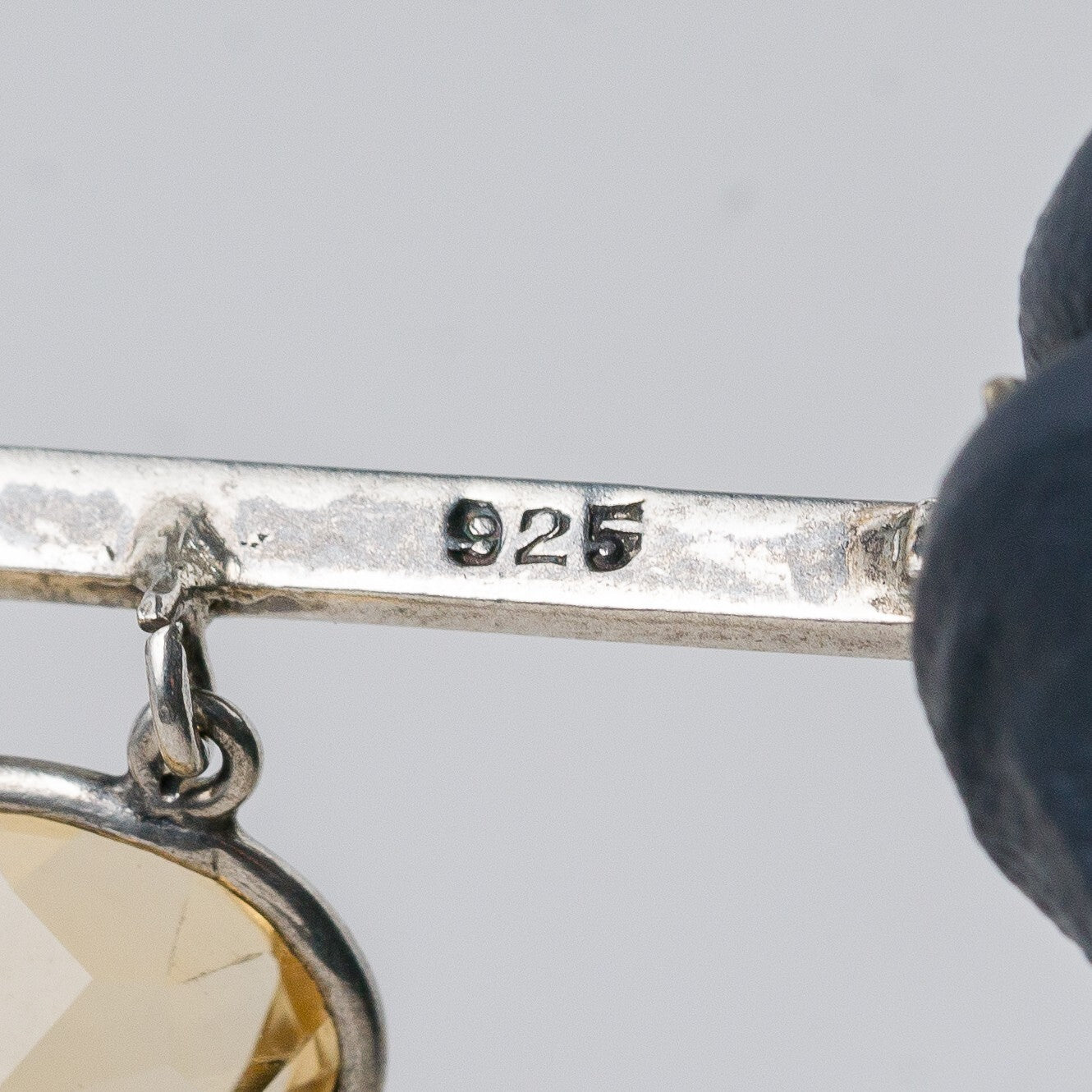 Brosche 925 Silber Gelbe Steine 5 cm 4,04 g6