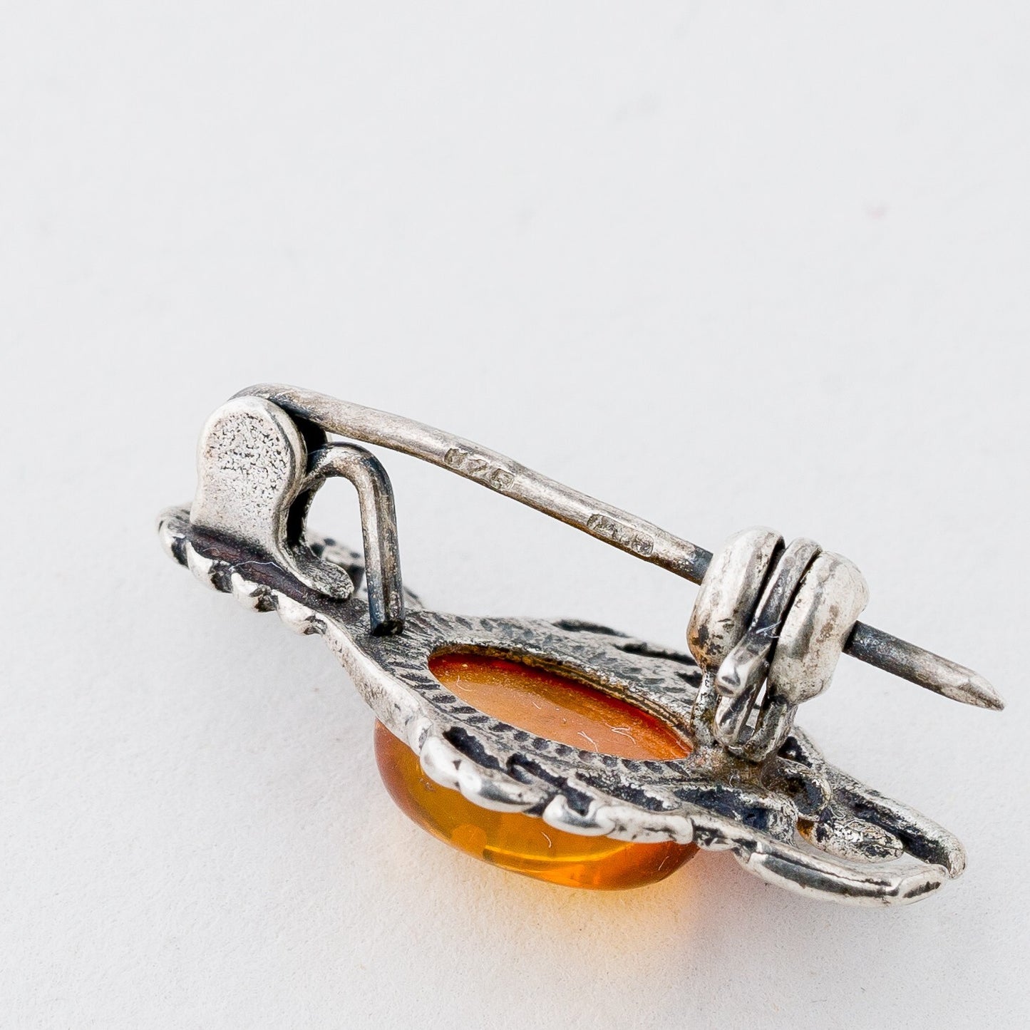 Silber Brosche 925 Skorpion Bernstein 1,84 g6