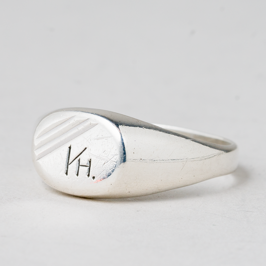 Ring Monogramm "KH" 925er Silber 2,86 g Größe 63 (20,0 mm Ø)0