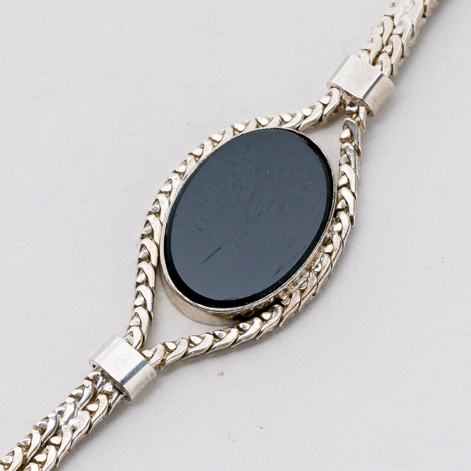 Silber Armband 835 Schwarzer Stein 19 cm 9,33 g4
