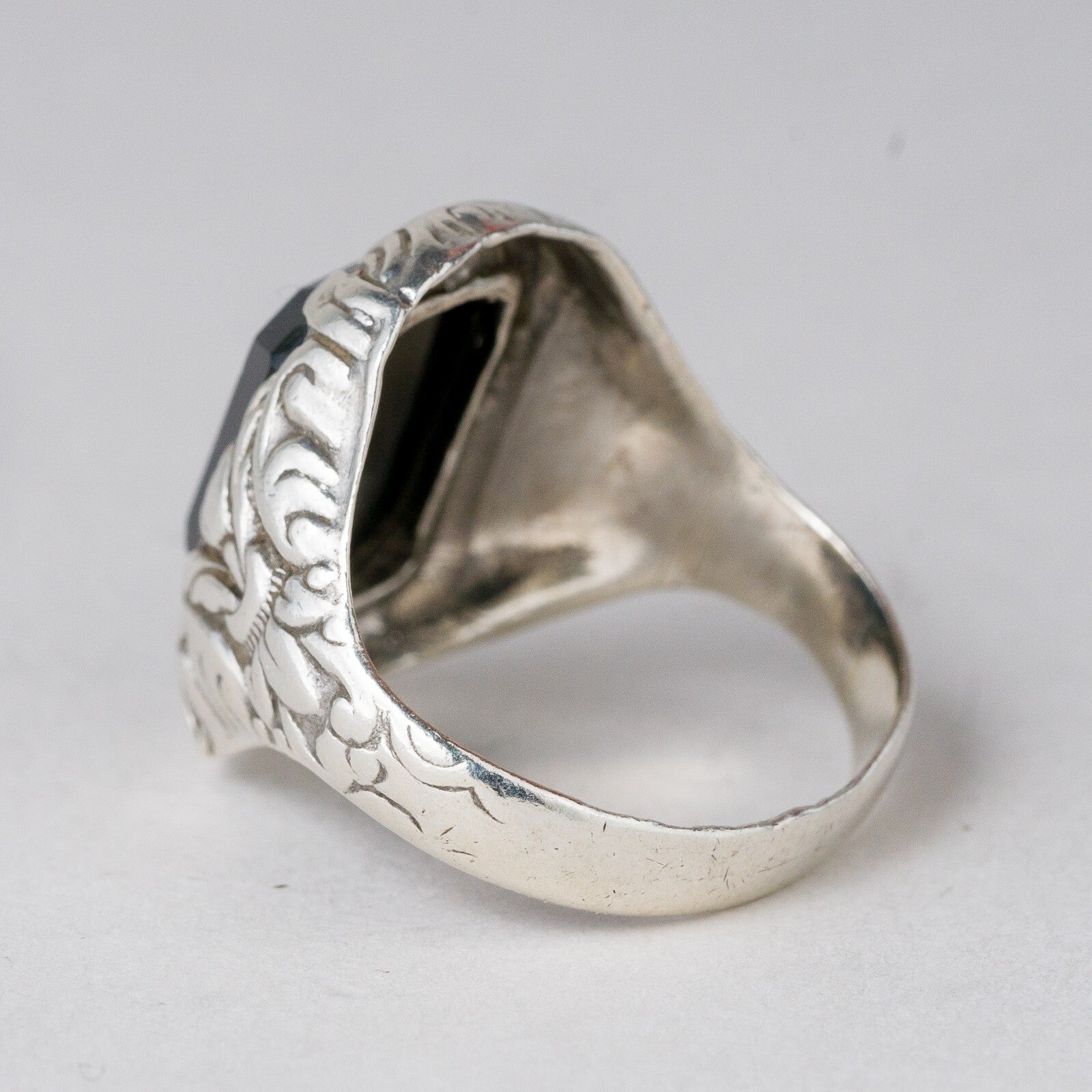 Silber Ring Schwarzer Stein Größe 63 (20,0 mm Ø) 7,2 g2