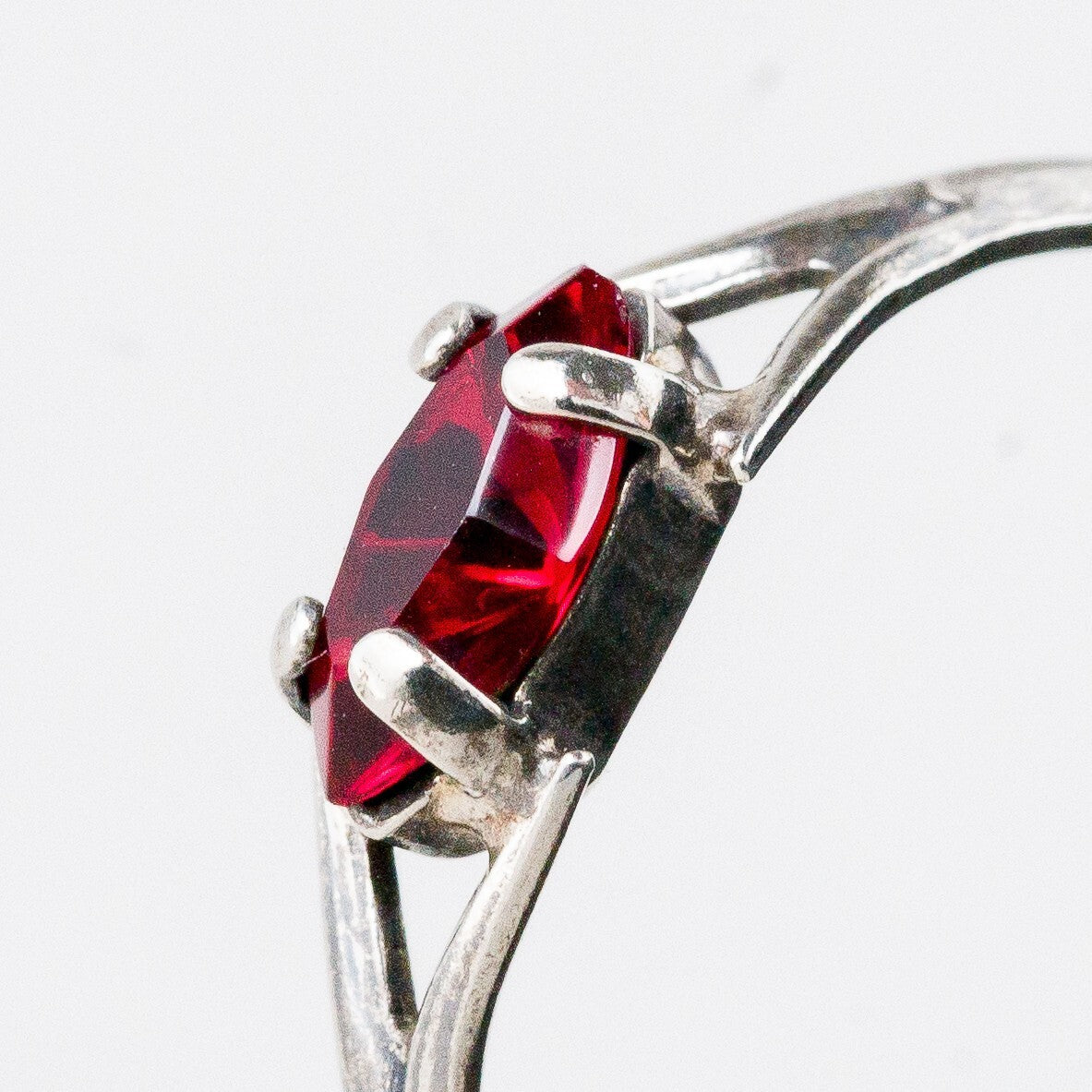 Silber Ring 55 (17,5 mm Ø) 835 Roter Stein 1,06 g6