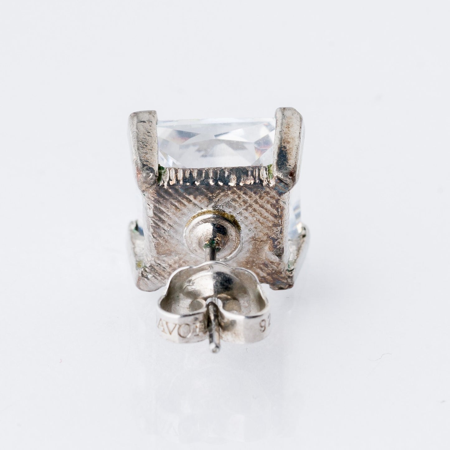 Einzelner Ohrring Ohrstecker Weißer Stein Silber 3,2 g4
