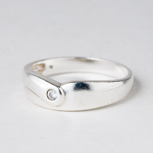 Silber Ring 925 Weißer Stein Größe 58 (18,4 mm Ø) 2,36 g0