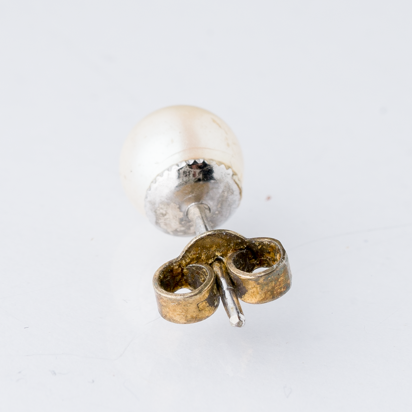 Einzelner Ohrring Ohrstecker Perle Silber 0,6 g3