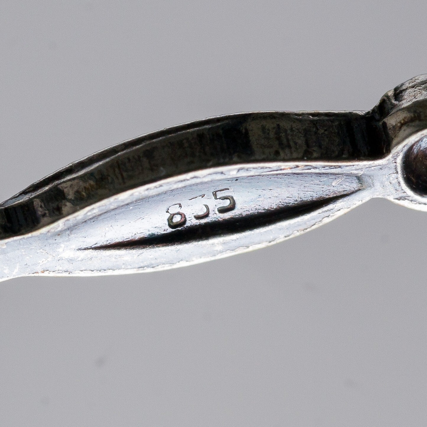 Brosche 835 Silber Graue Steine 5,5 cm 2,73 g5