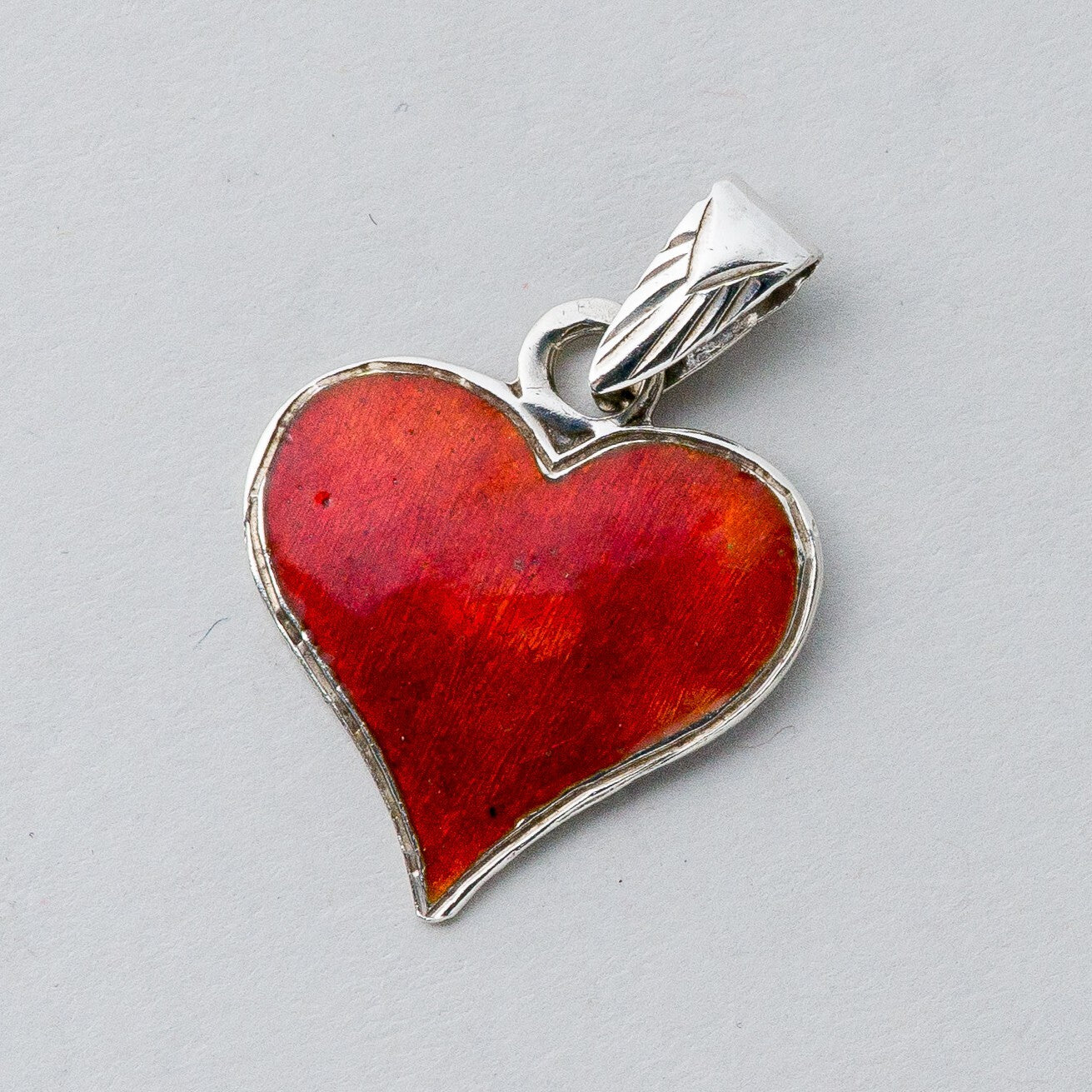 Silber Anhänger Kettenanhänger 925 Herz Rot emailliert 2,1 g0