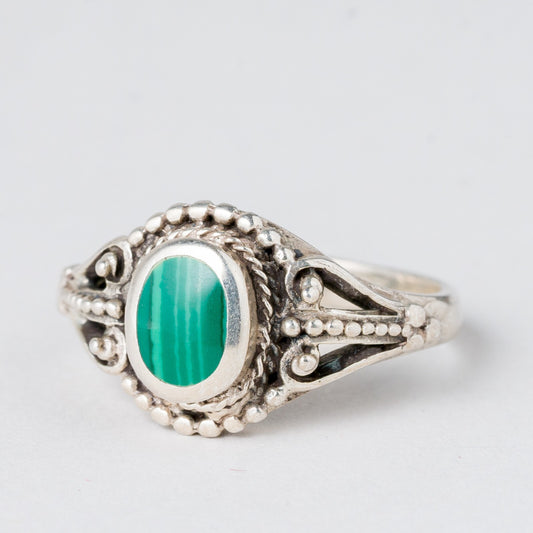 Silber Ring Emaille Grün Größe 53 (16,8 mm Ø) 4,34 g0