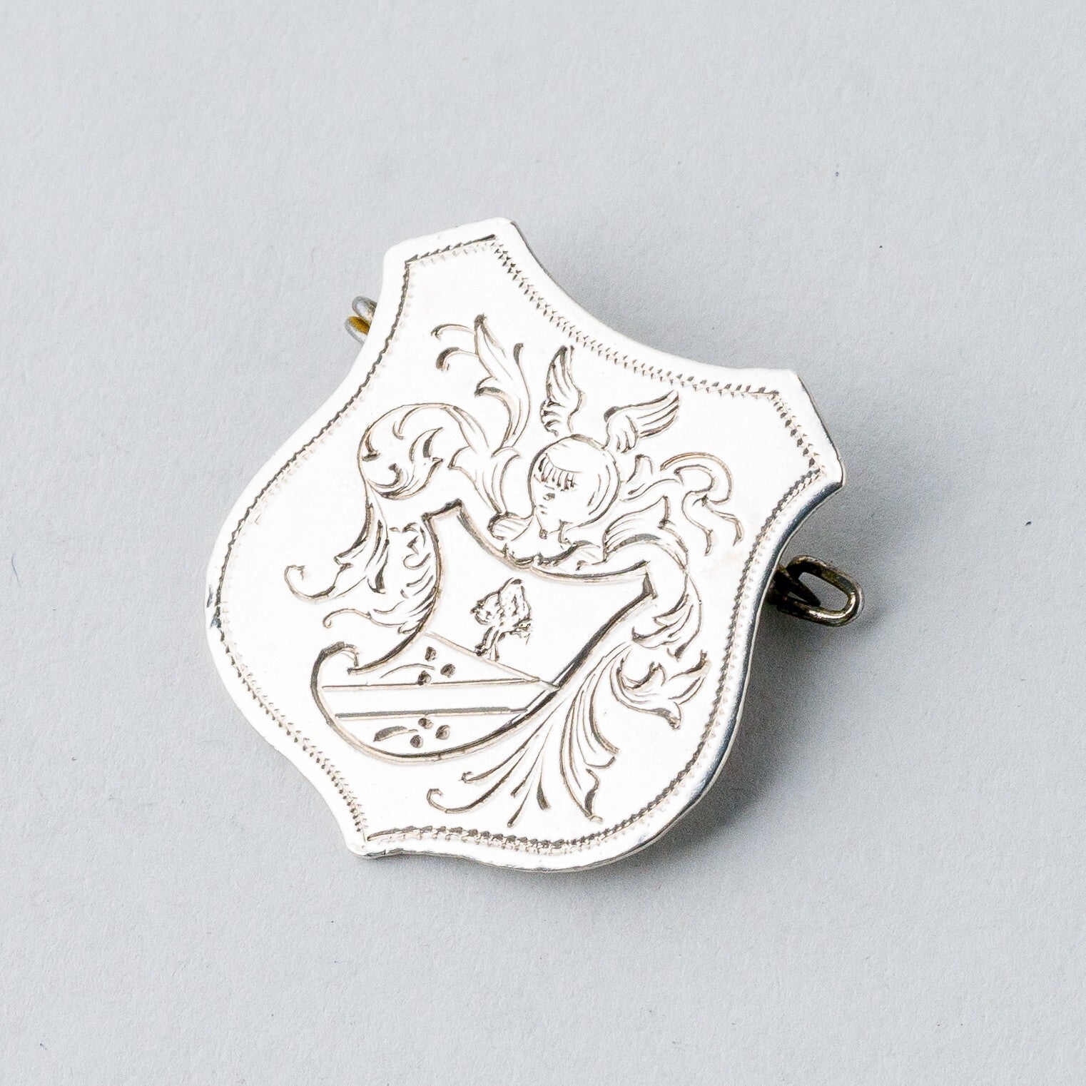 Silber Brosche Spange Wappen "G. K." 4,01 g0