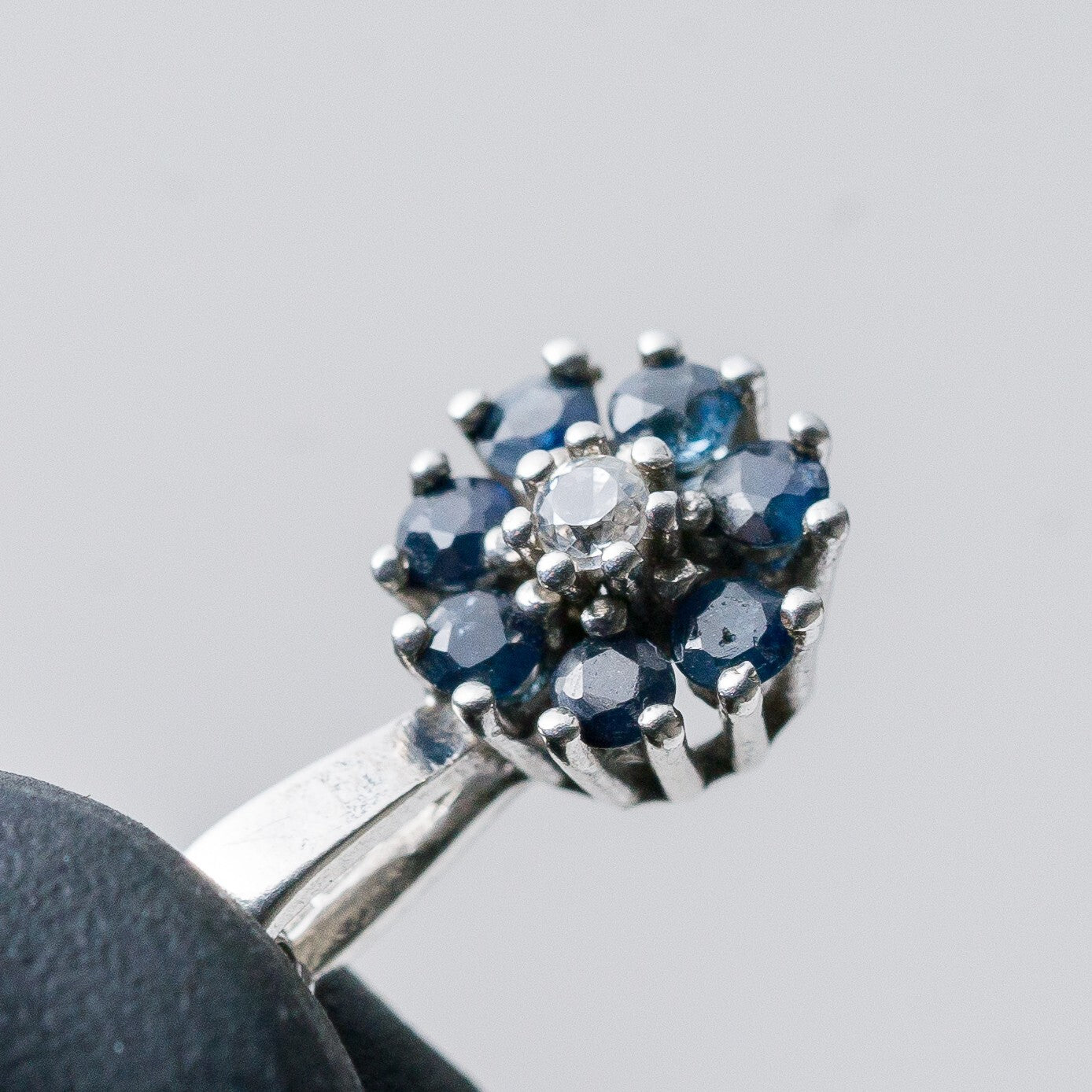 Silber Panzerkette 42 cm 835 Blaue Steine 2,59 g9