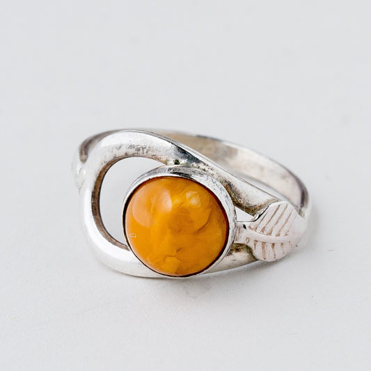 Silber Ring 925 Bernstein Größe 52 (16,5 mm Ø) 2,13 g0