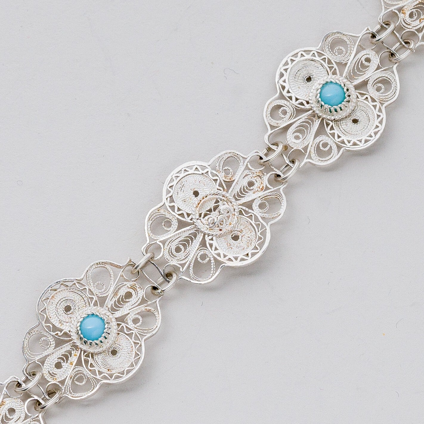 Silber Armband Blaue Steine 22 cm 16,19 g0