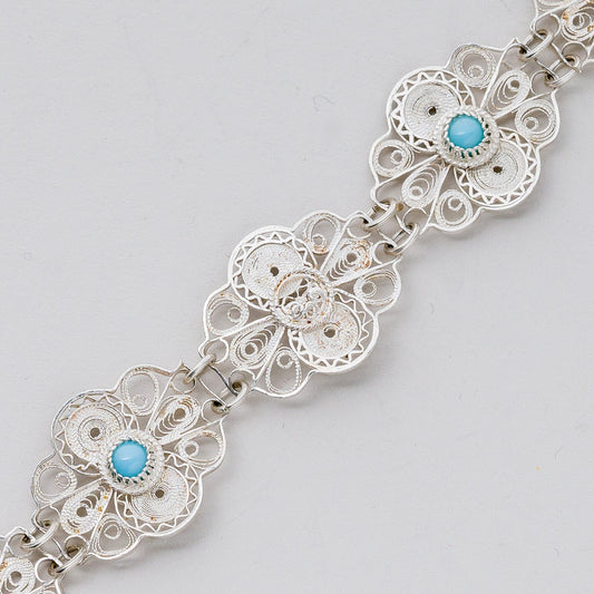 Silber Armband Blaue Steine 22 cm 16,19 g0