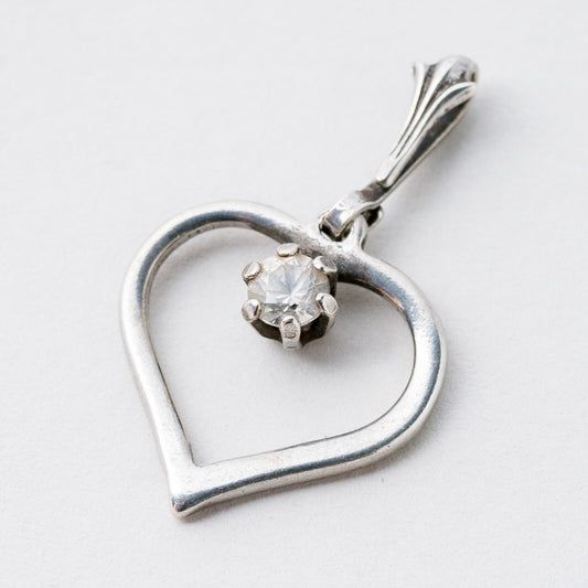 Anhänger Silber 925 Weißer Stein Herz 2,5 cm 1,44 g0