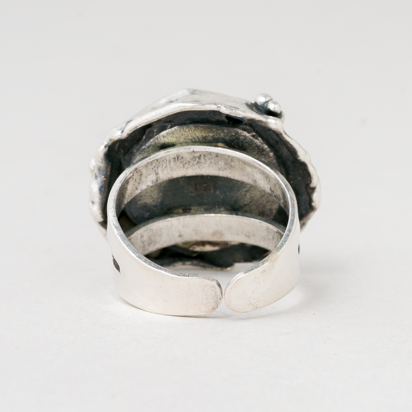 Ring Blauer Stein 835er Silber 11,91 g Größe flexibel2