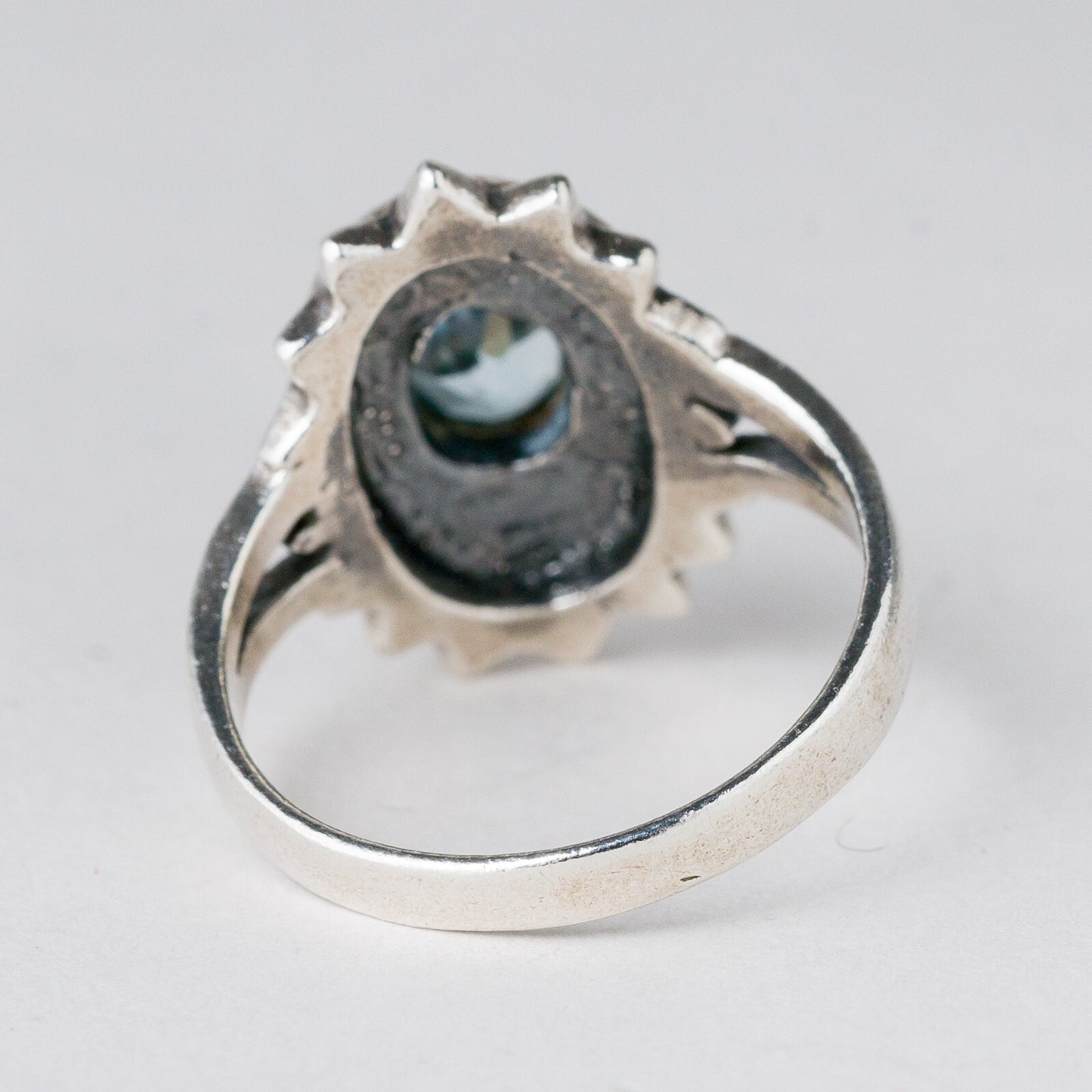 Silber Ring 925 Blauer Stein Größe 61 (19,4 mm Ø) 5,99 g3