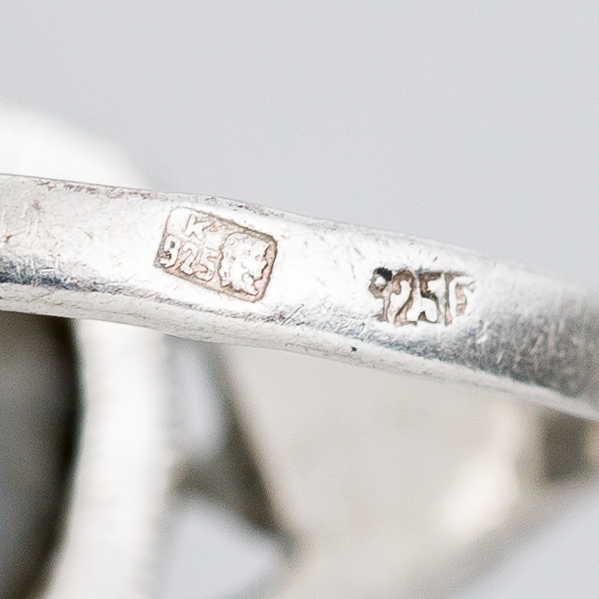 Ring schwarzer Stein 2,75 g 925er Silber Größe 54 (17,2 mm Ø)3