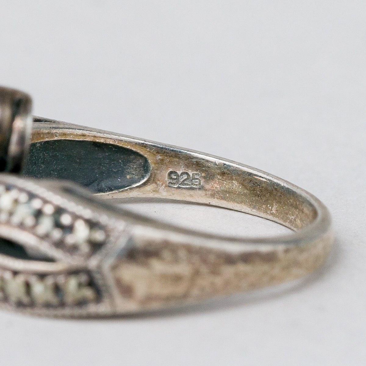 Silber Ring 925 Perle Graue Steine Größe 54 (17,2 mm Ø) 4,54 g6