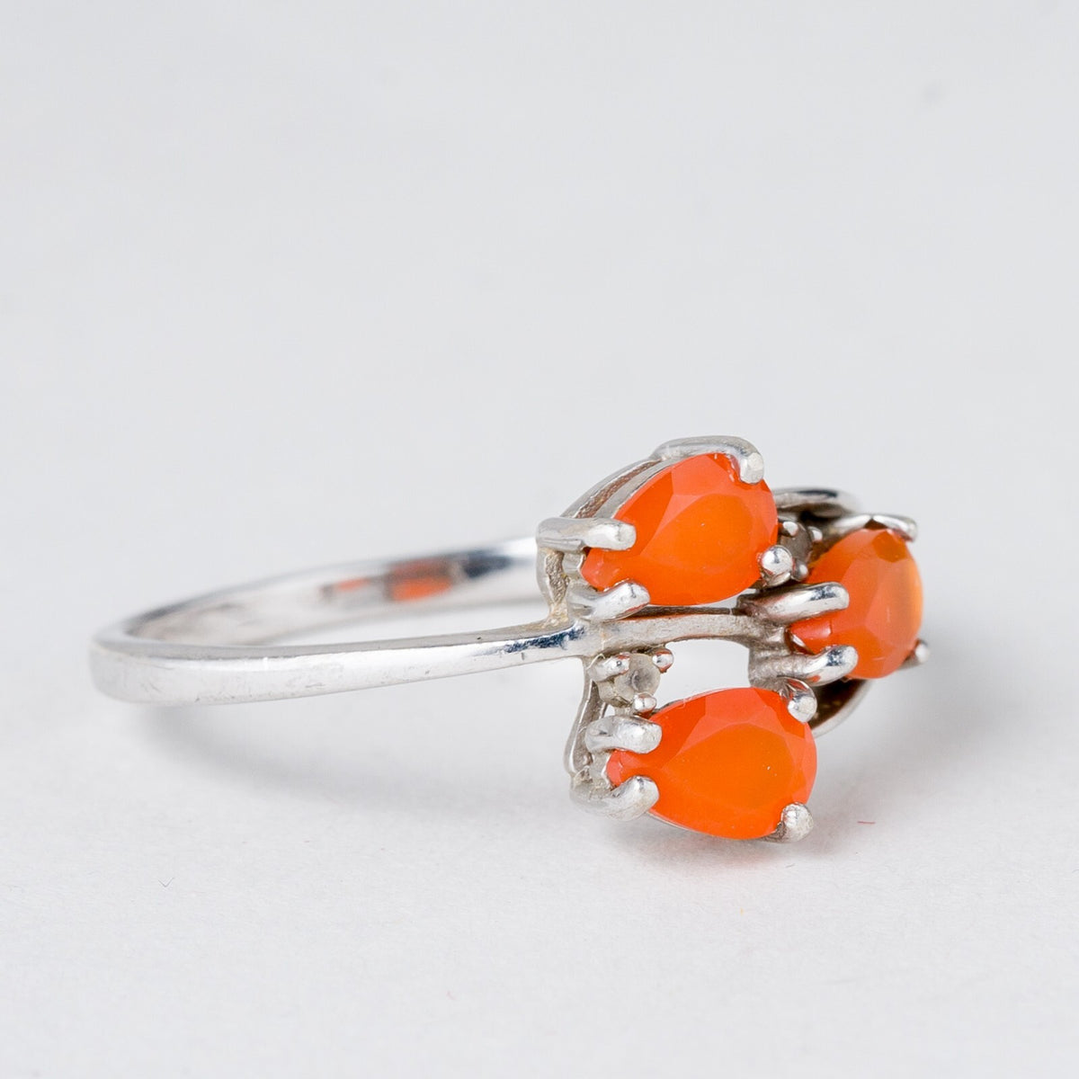 Silber Ring 925 Orange Steine Größe 60 (19,1 mm Ø) 2,1 g1