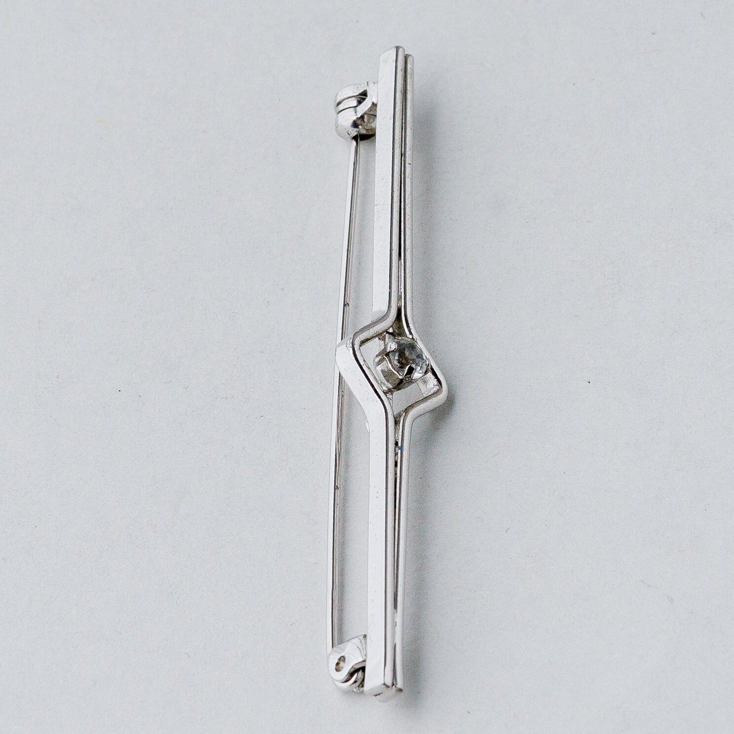 Silber Brosche Spange 835 Weißer Stein 5,21 g2