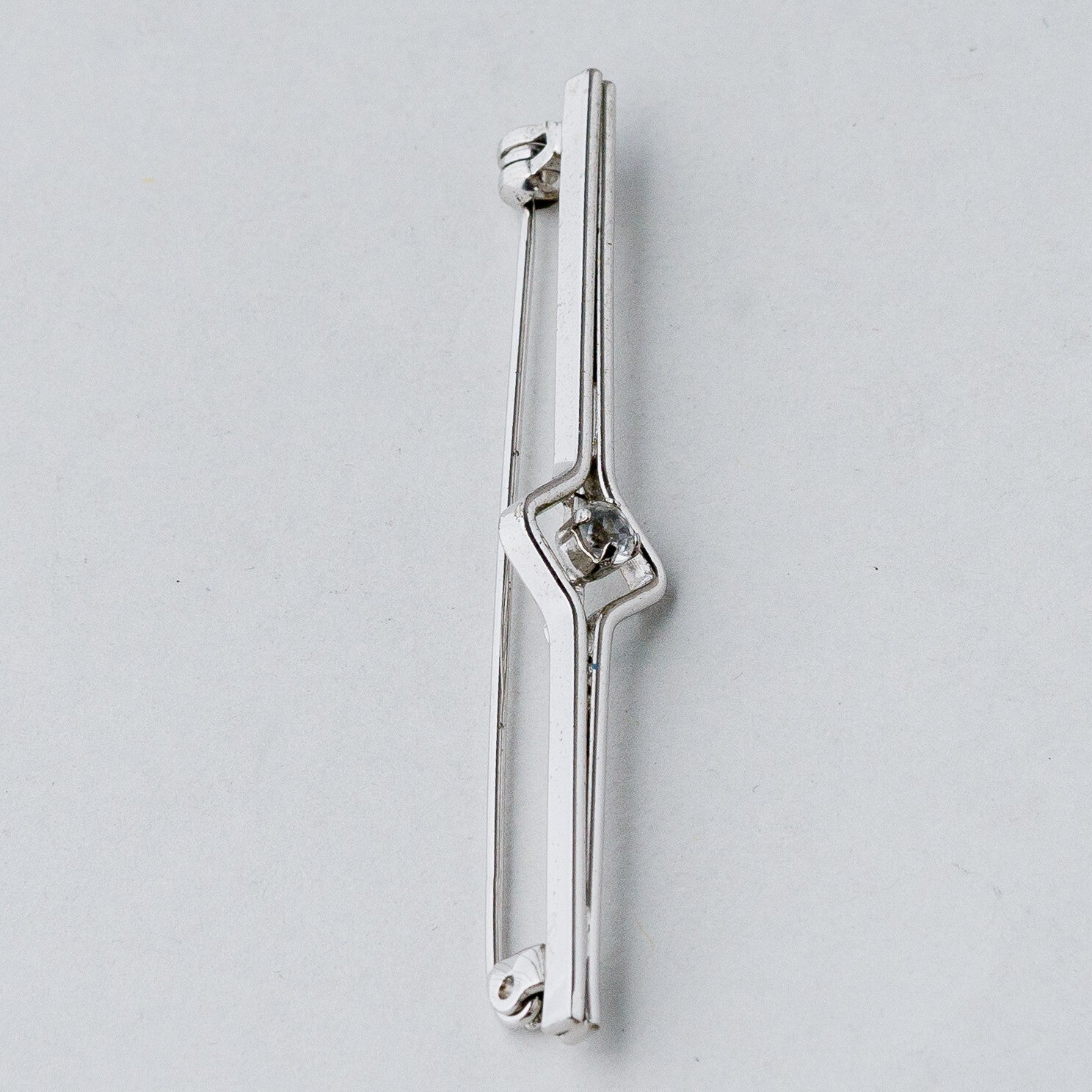 Silber Brosche Spange 835 Weißer Stein 5,21 g2