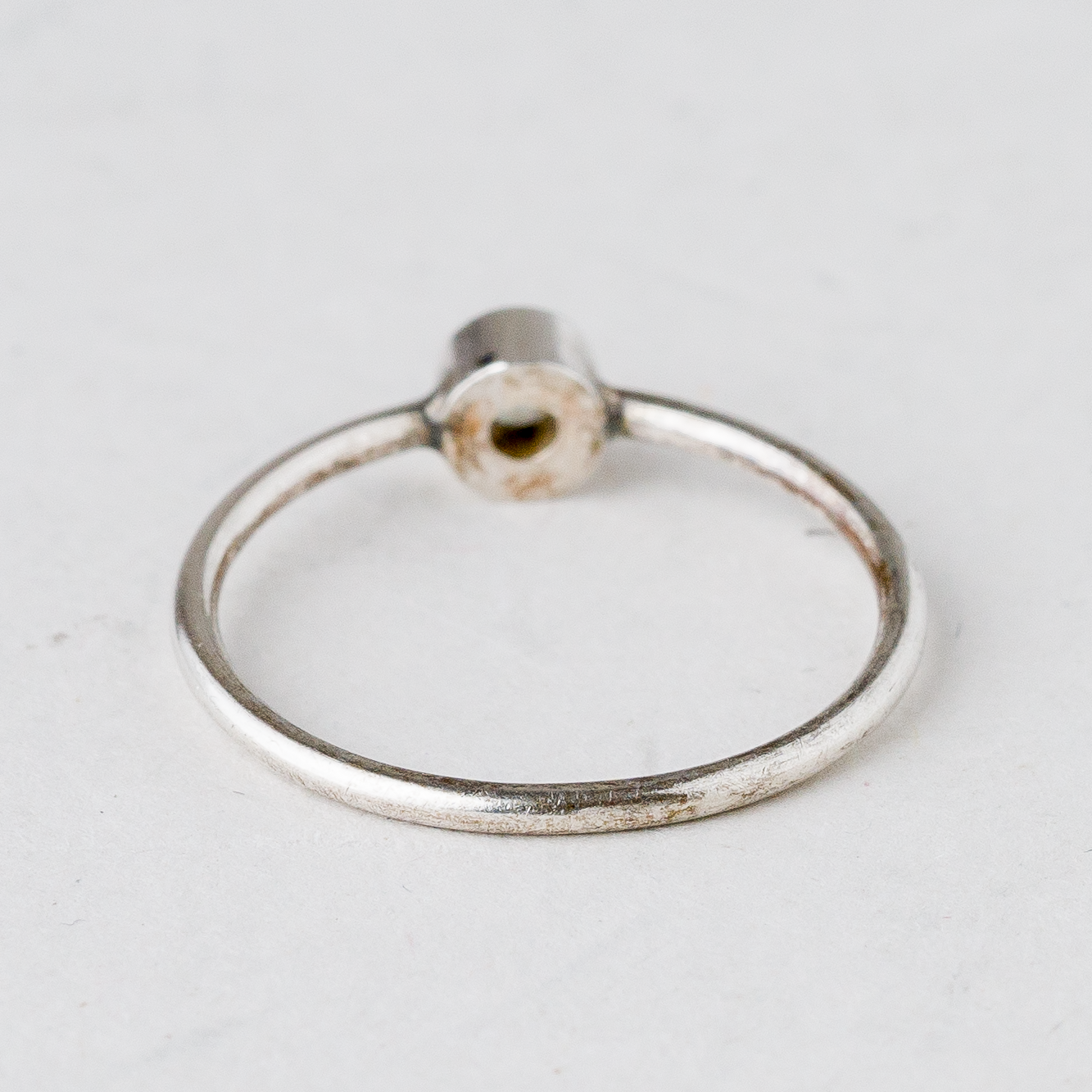 Ring Weißer Stein 0,82 g 835er Silber Größe 49 (15,6 mm Ø)2