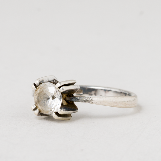 Ring Weißer Stein 925er Silber 2,74 g Größe 55 (17,5 mm Ø)0
