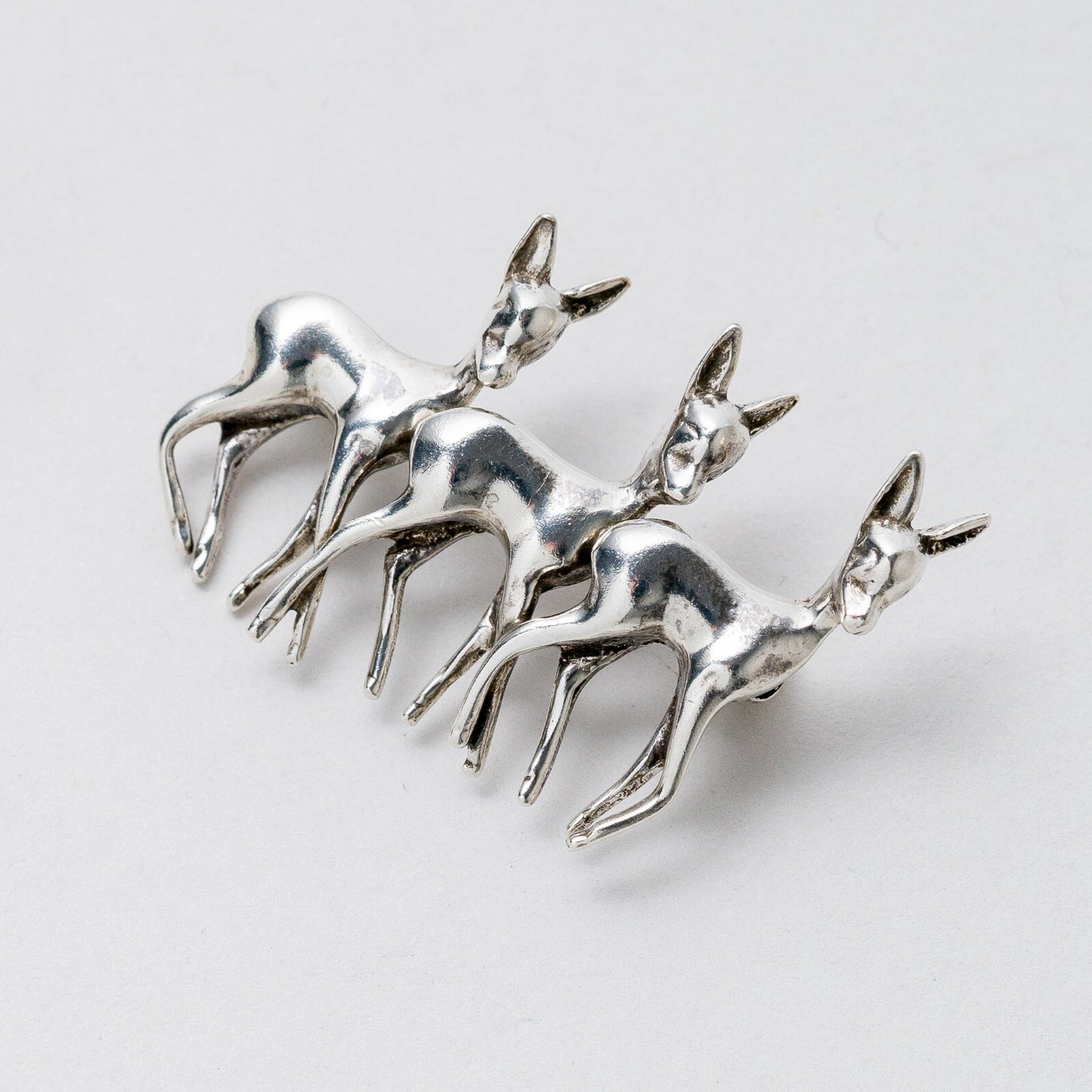 Brosche 835 Silber Rehe 11,94 g0