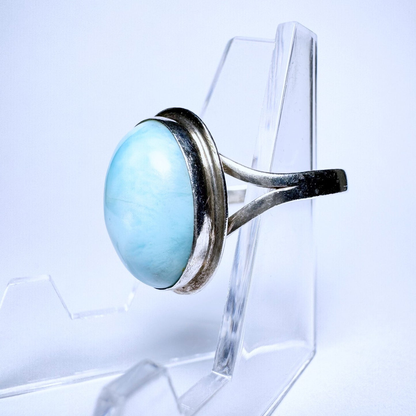 Ring 925er Silber Größe 59 mit hellblauen Stein 4,21g1