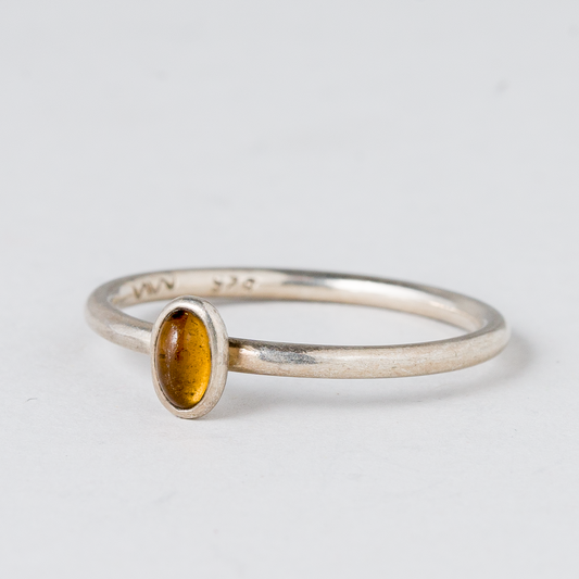 Ring Gelber Stein 925er Silber 1,29 g Größe 53 (16,8 mm Ø)0