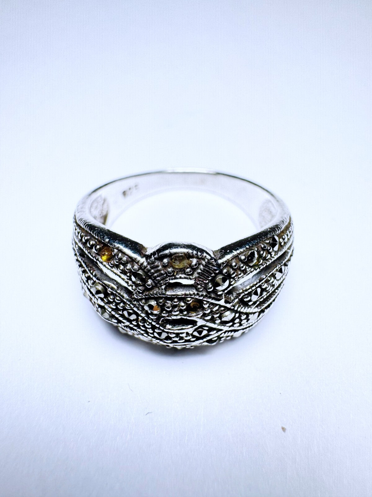 Ring 925er Silber Größe 56 schwarzer Besatz 4,77g0