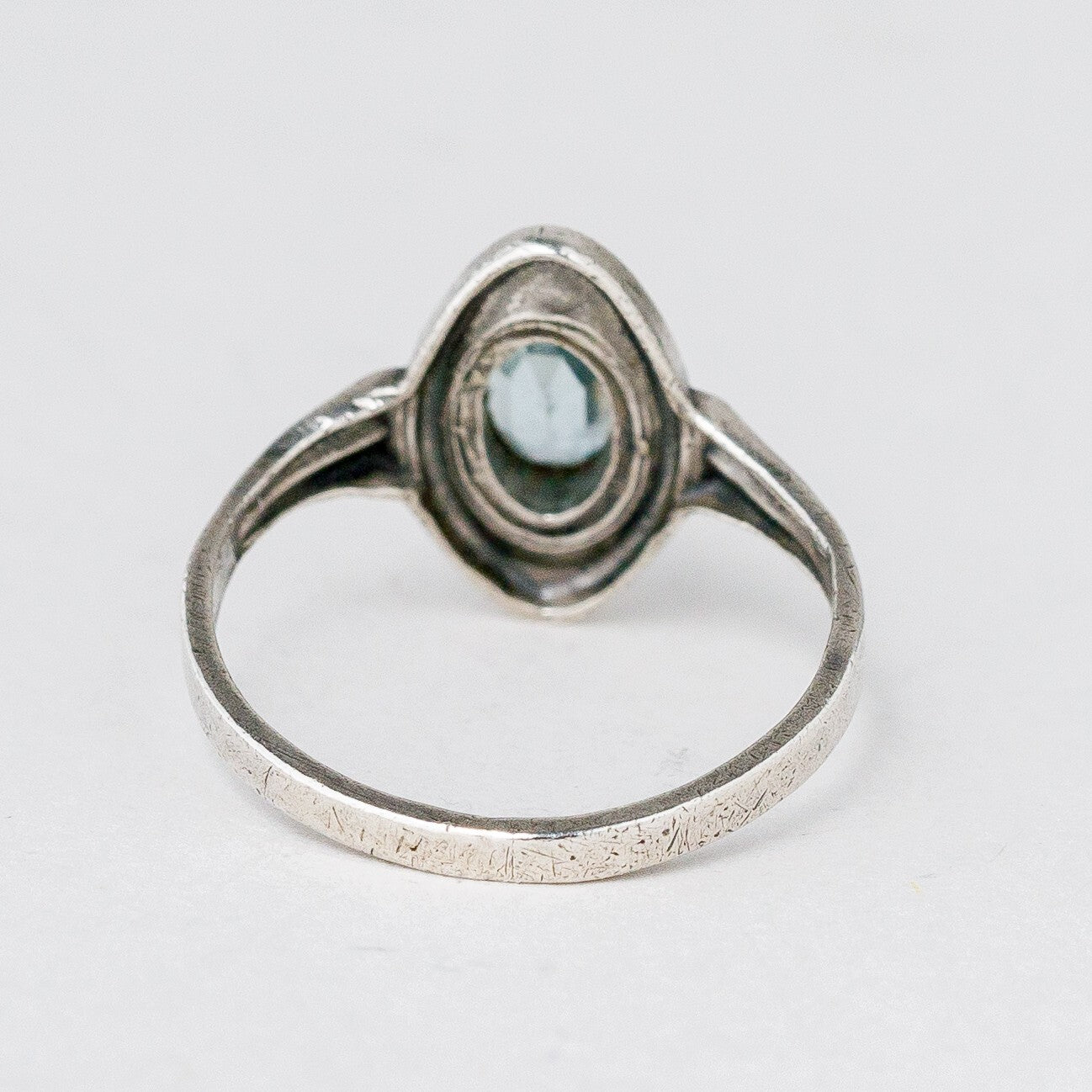 Silber Ring 47 (15,0 mm Ø) 835 Blauer Stein 1,31 g3