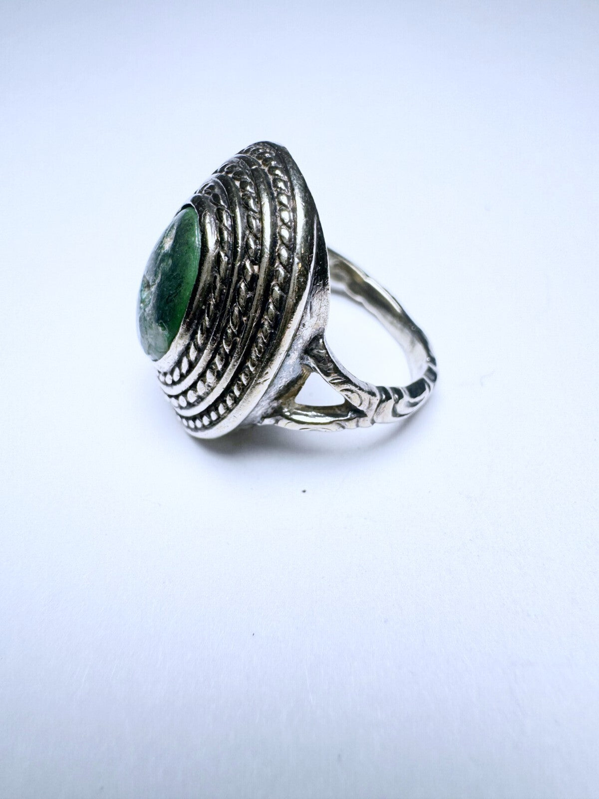Ring 925er Silber Größe 50 Grüner Cabochon 6,38g5