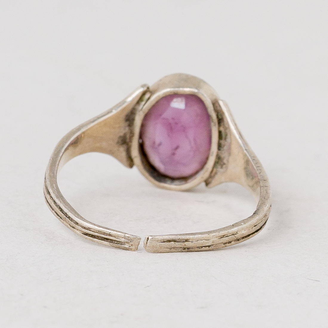 Ring Lila Stein 835er Silber 1,53 g Größe flexibel2