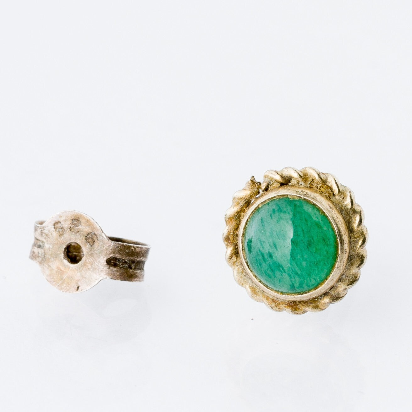 Einzelner Ohrring Ohrstecker Grüner Stein Silber 0,42 g4