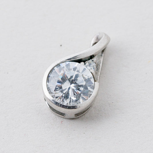 Anhänger 925 Silber Weißer Stein 1,2 cm 1,29 g0