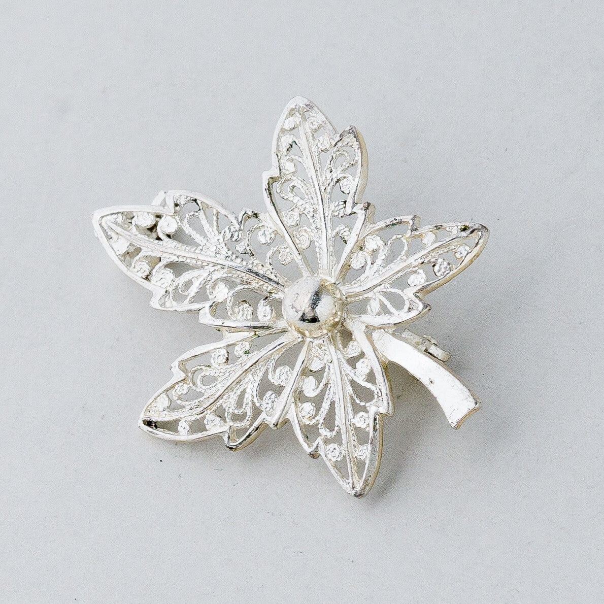 Silber Brosche Spange 835 Blatt Filigran 3,07 g0