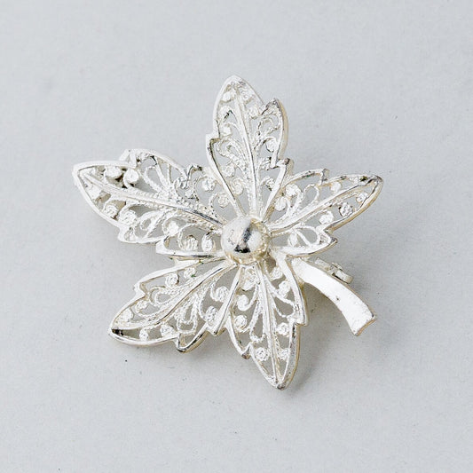Silber Brosche Spange 835 Blatt Filigran 3,07 g0