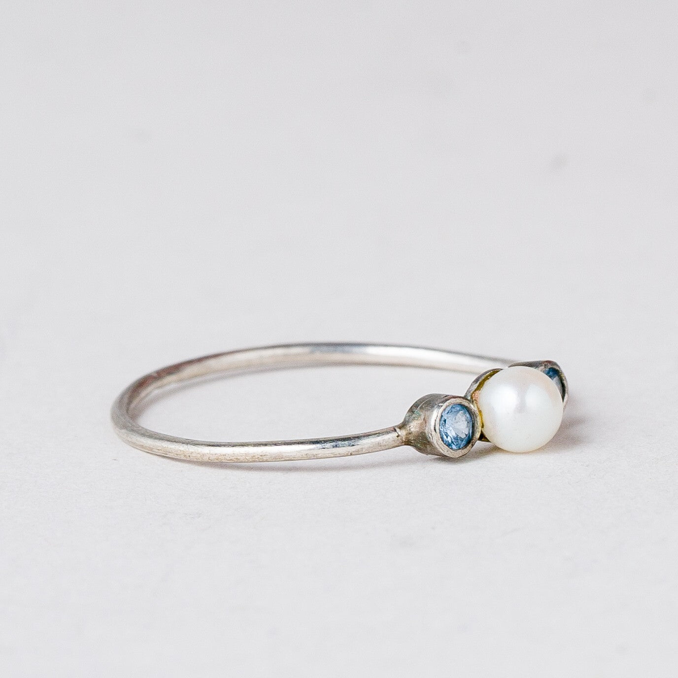 2 x Silber Ring Perle Größe 54 (17,2 mm Ø) 1,14 g5