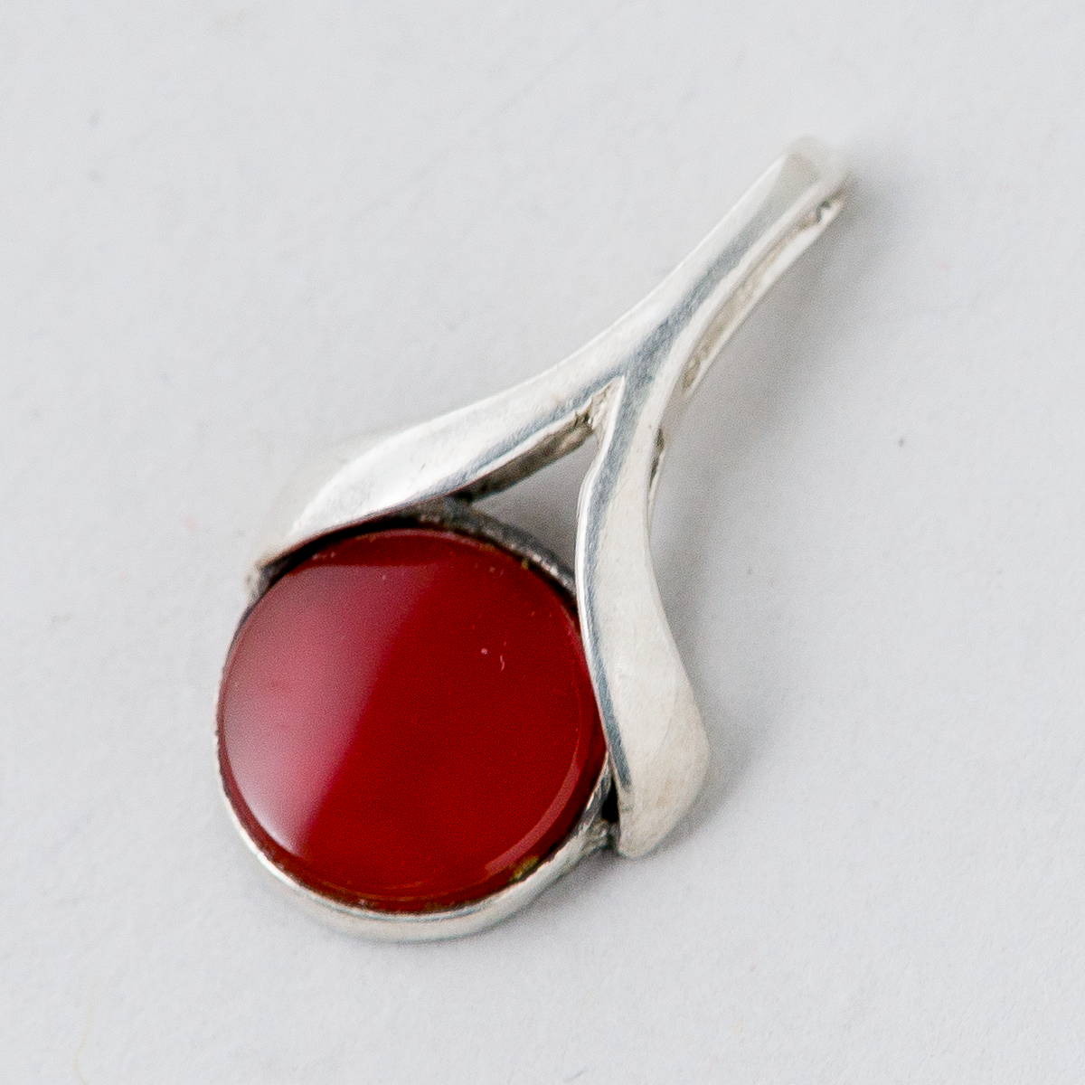 Anhänger Roter Stein 835er Silber 1,74 g 2 cm0