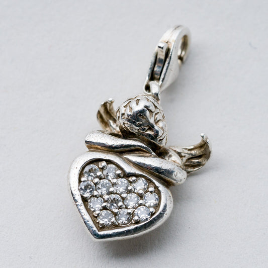 Anhänger Silber 925 Weiße Steine Amor 2,7 cm 4,36 g0