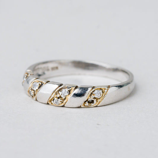 Silber Ring 925 Weißer Stein Größe 57 (18,1 mm Ø) 2,31 g0